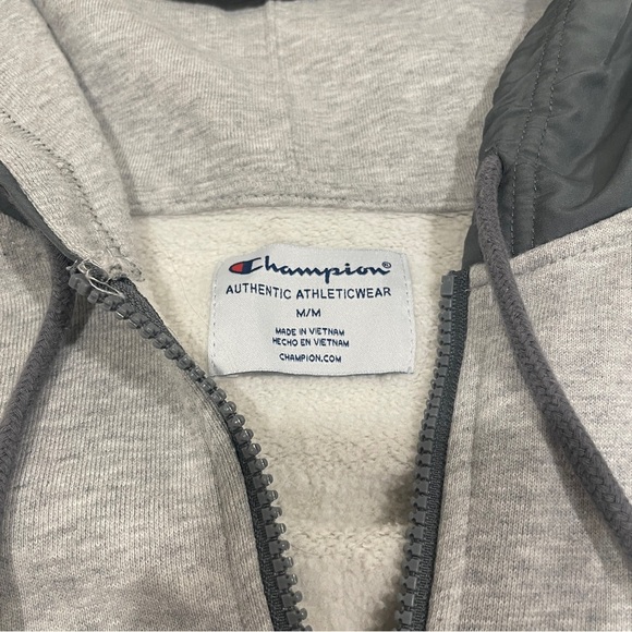Champion Pullover 1/4 Zip Hoodie Grey Two Toned Pockets Men’s Sz Medium Cotton - Picture 5 of 11